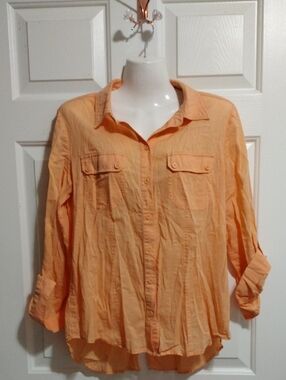 Chico's Peach Button-Down Shirt with Chest Pockets (Chico's 1)
